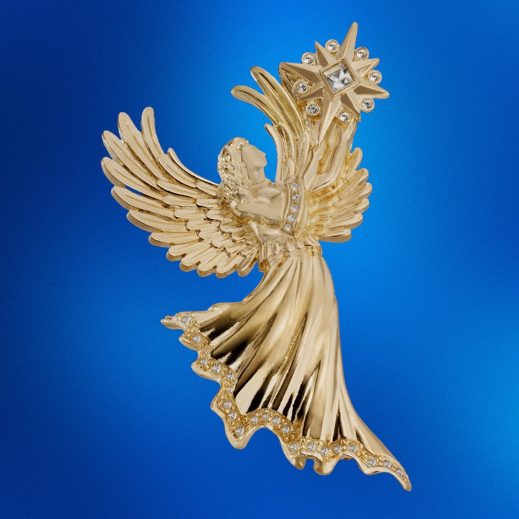 Gold hot sale angel brooch