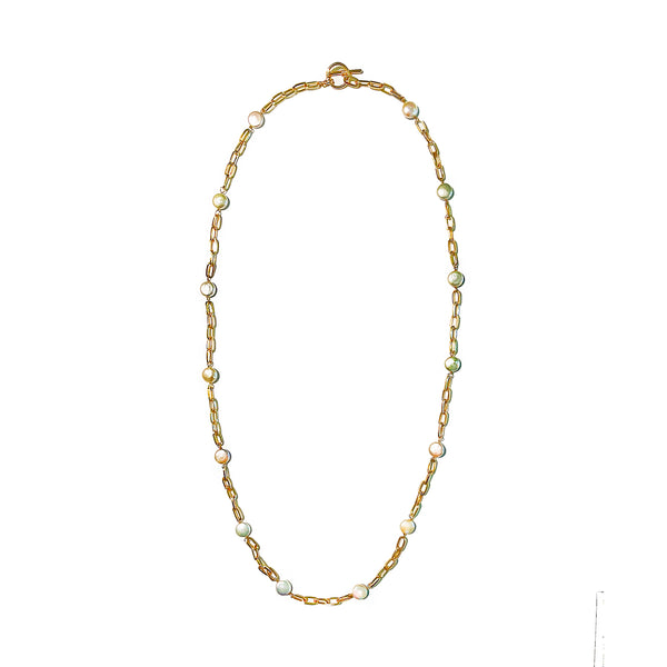 Gold-plate  Necklace with Faux Coin Pearls