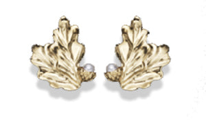 Oak Leaf with faux Pearl earrings