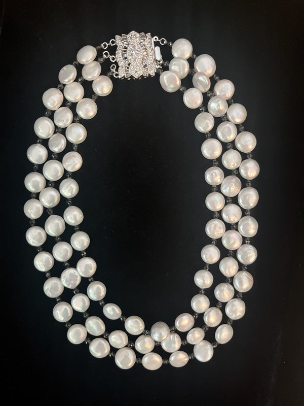 Three Strand Coin Pearl Necklace