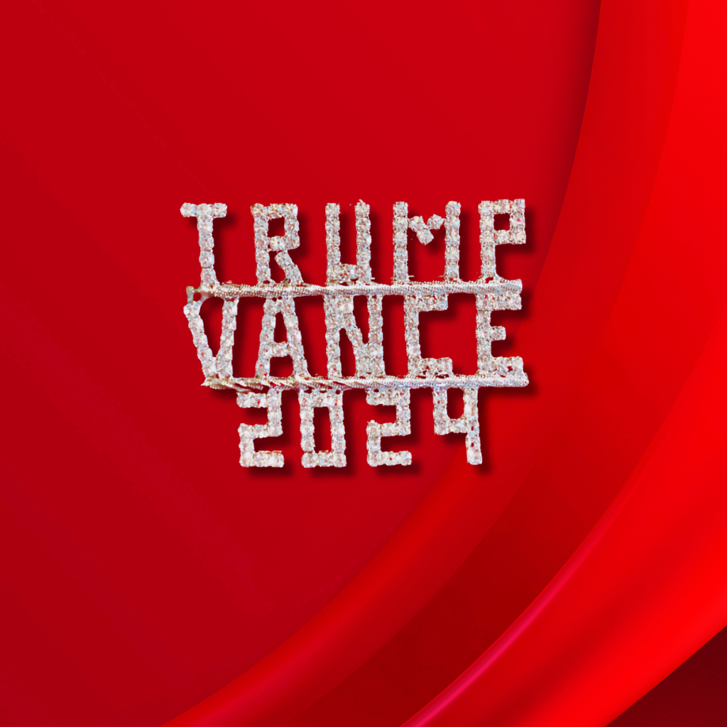 Trump Vance Crystal Pin Ann Hand