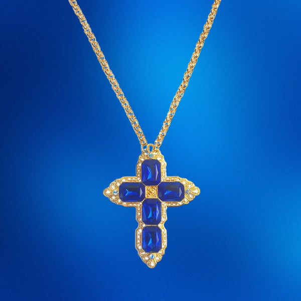 Blue Sapphire Cross on Chain