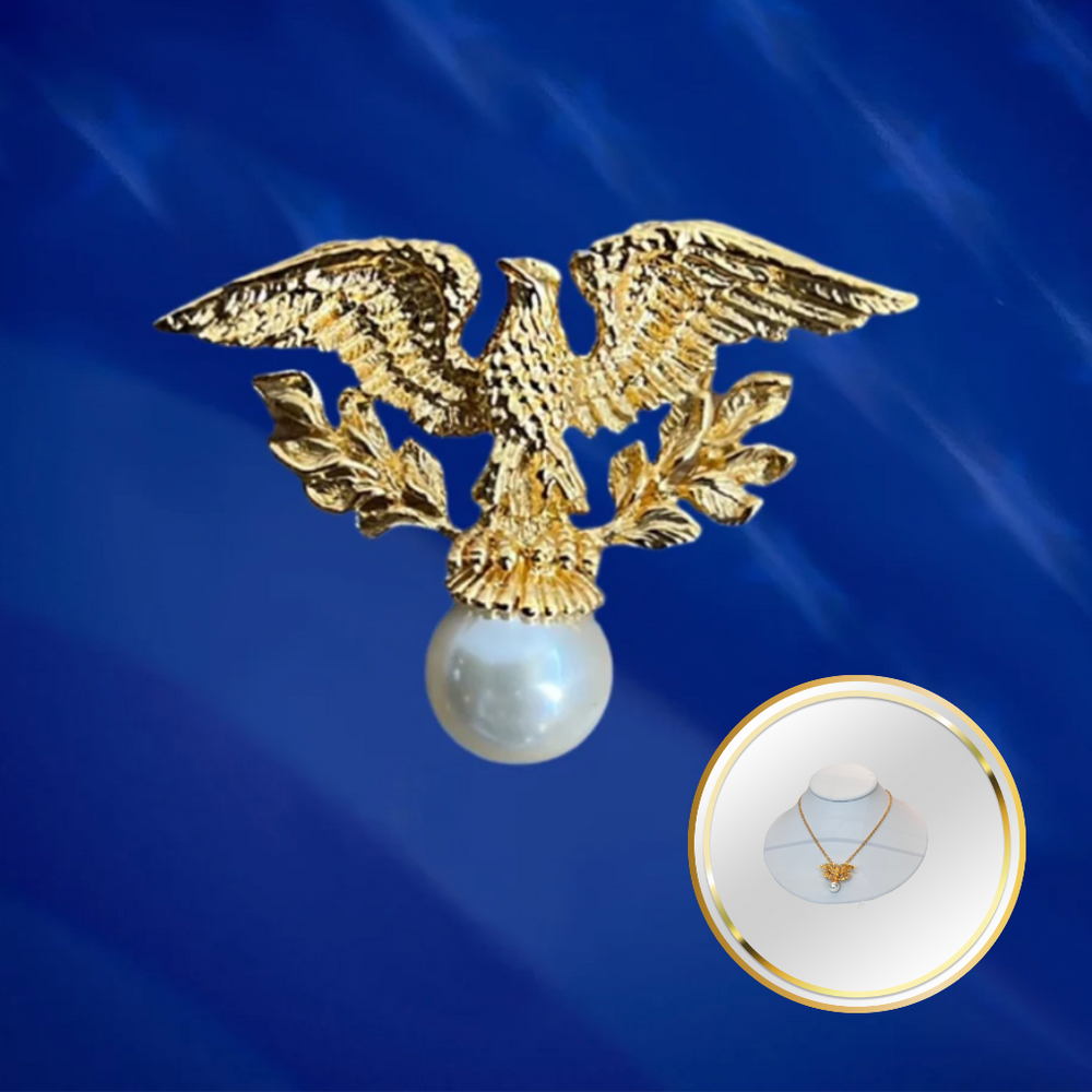 Eagle brooch with pearl discount