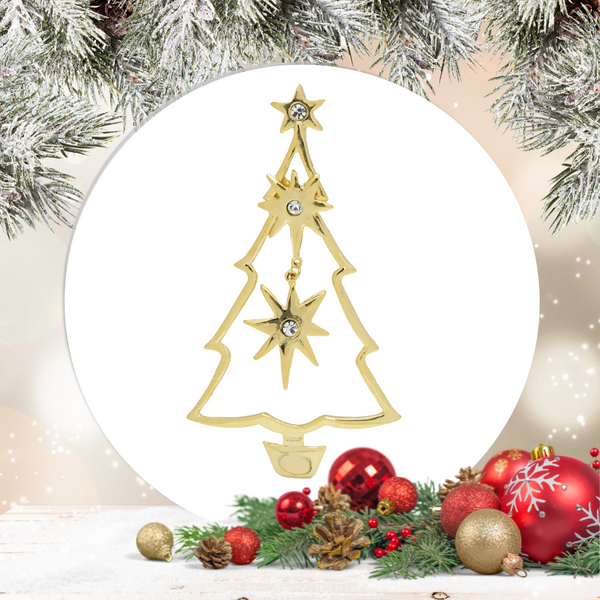 Gold Christmas Tree with Stars Ornament