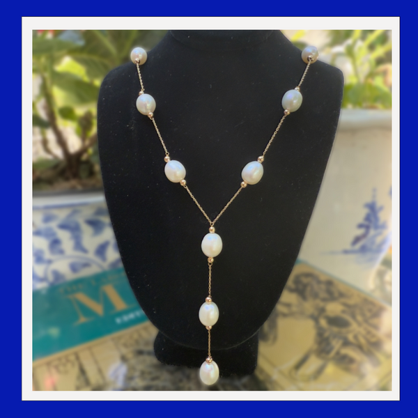 Rice Shaped Fresh Water Pearl Necklace