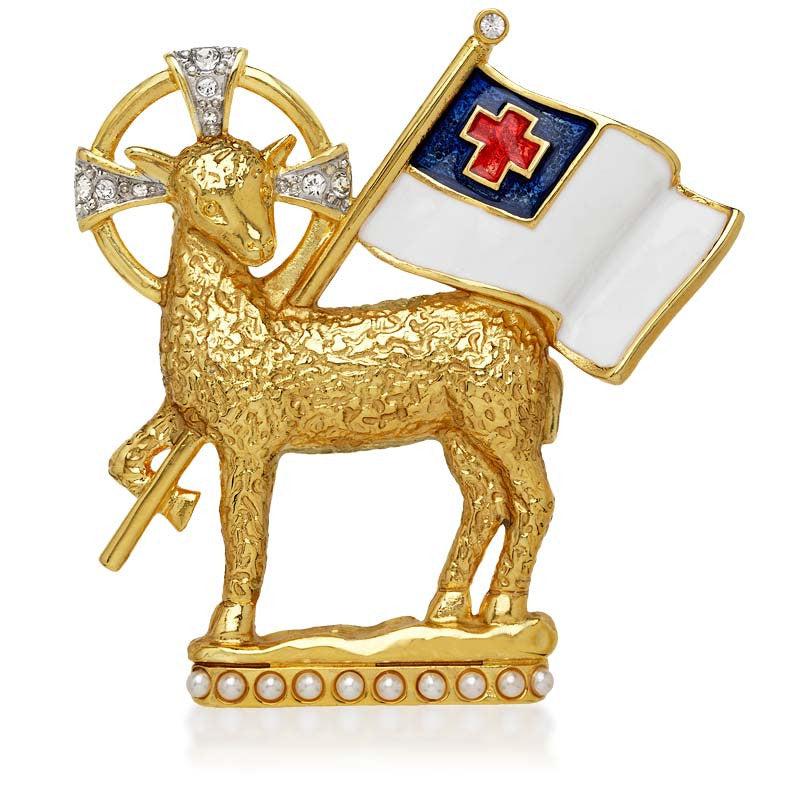Lamb of God with Christian Flag Pin