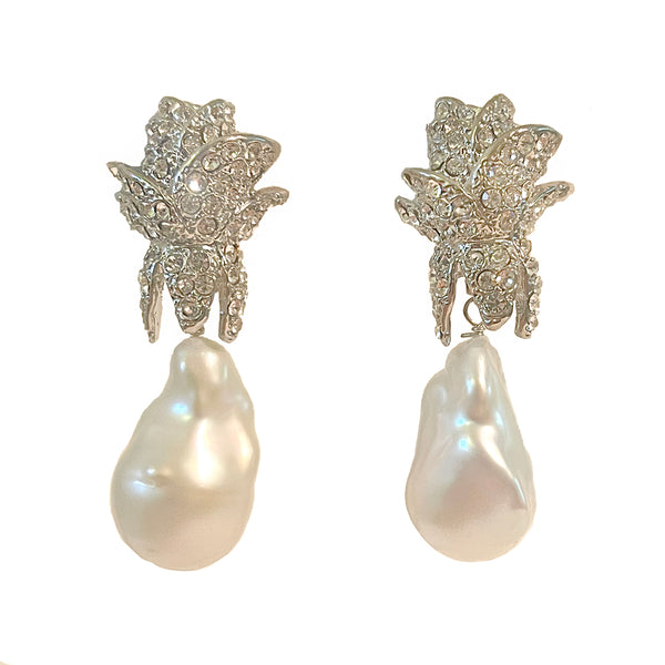 Rosebud with Baroque Pearl Earrings